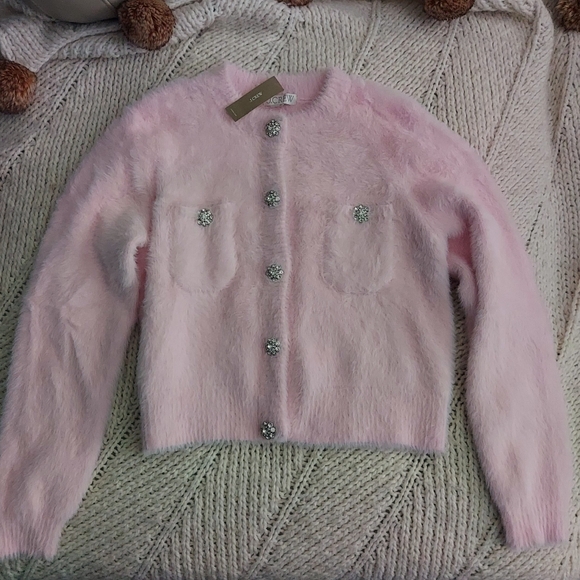 J CREW New Sweater Lady Jacket in Brushed Yarn - Pale Pink - Picture 2 of 8